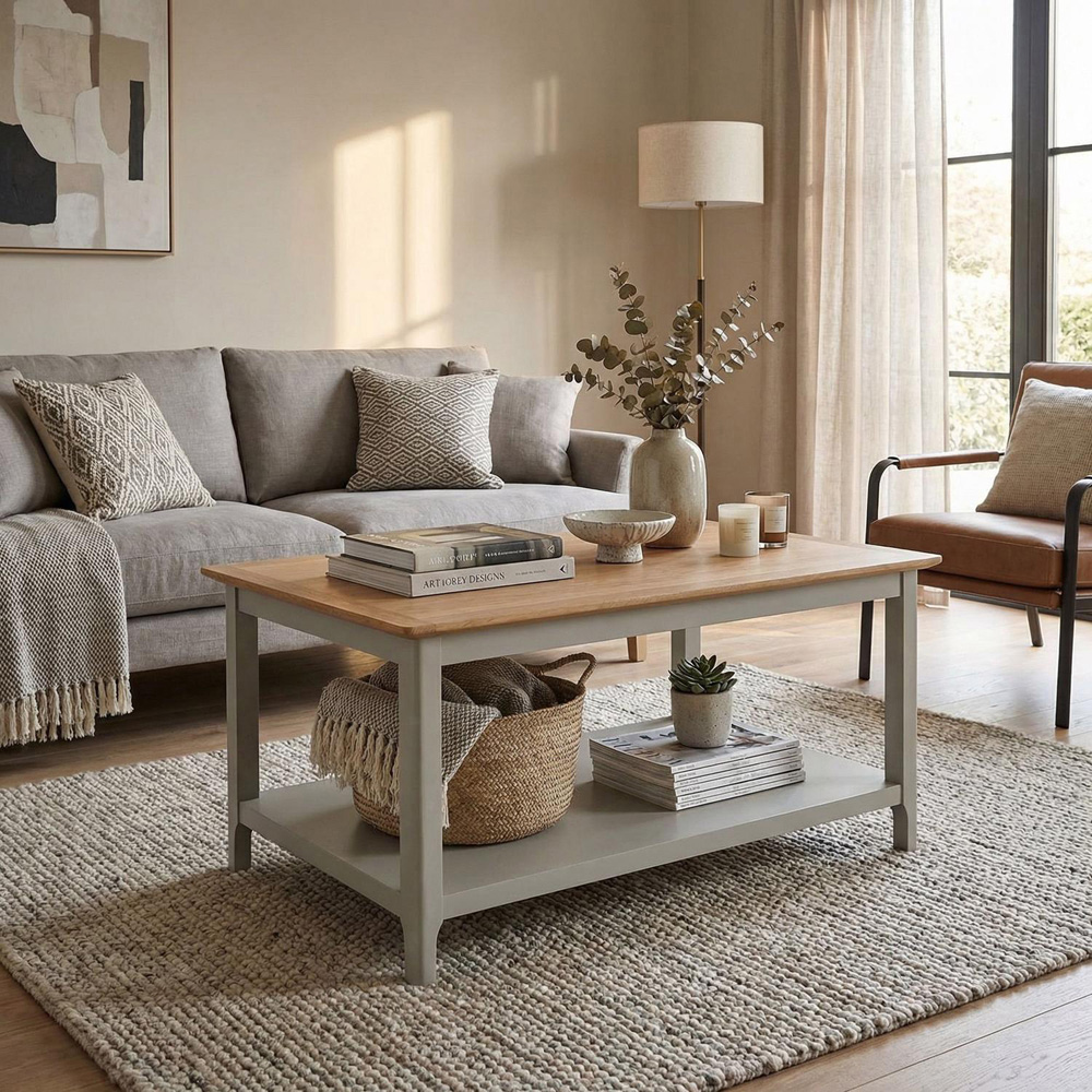 FWStyle Taberno Sage Green and Oak Coffee Table Image 3