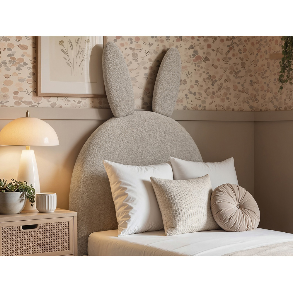 Flair Lapin Single Beige Boucle Bed with Bunny Headboard Image 4