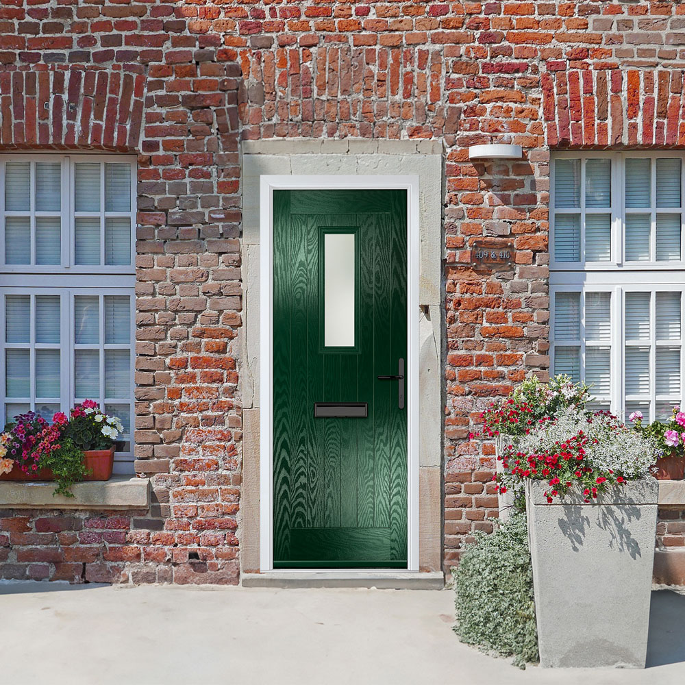Crystal-Direct Sunningdale Green GRP Clear Glass Left Hand Open Front Door 2090 x 890mm Image 2