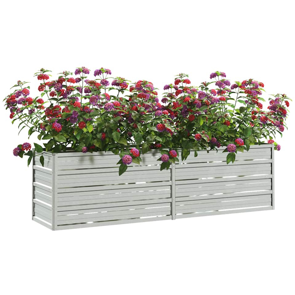vidaXL Silver Galvanised Steel Square Raised Garden Bed 160 x 40 x 45cm Image 3