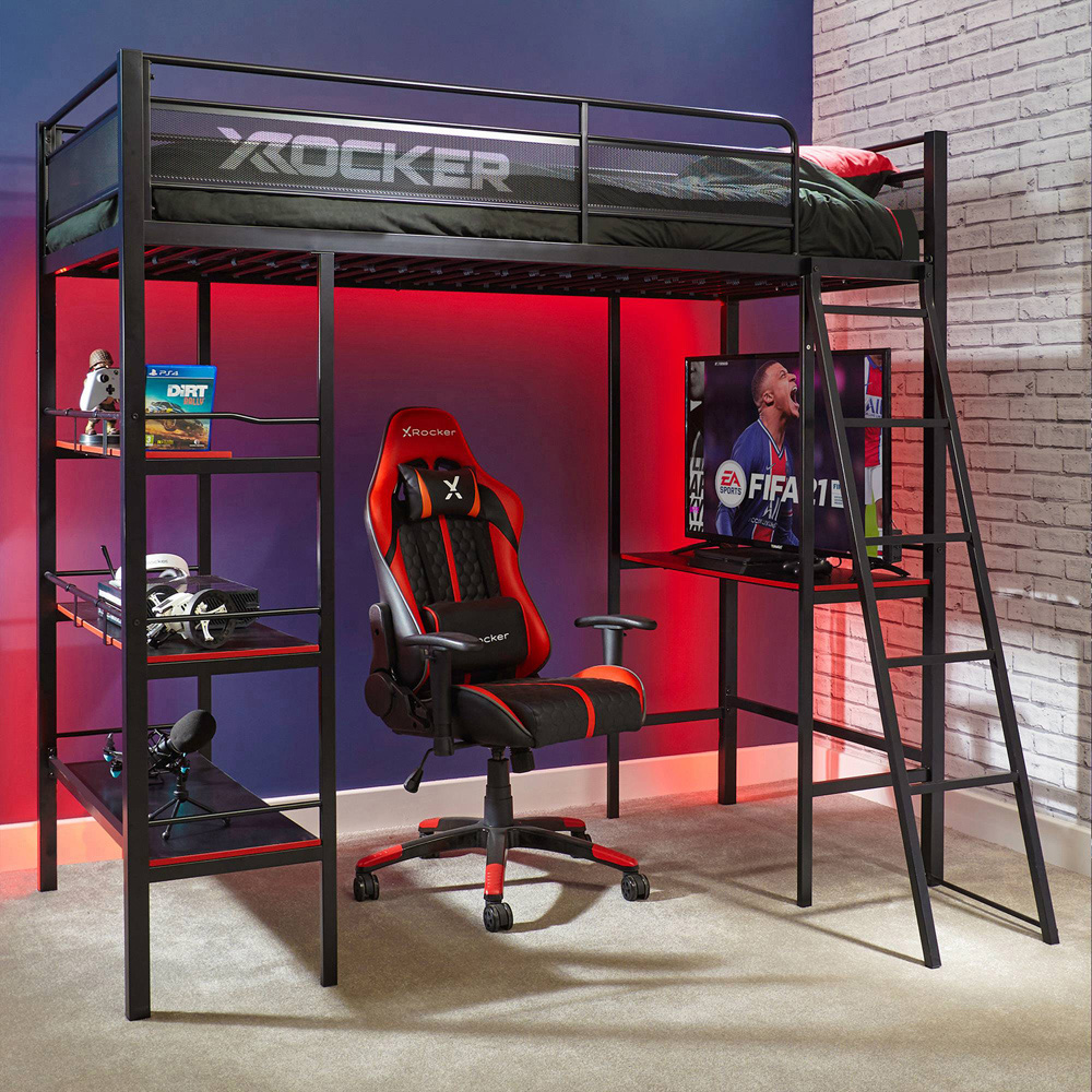 X Rocker Fortress High Sleeper Gaming Bunk Bed with Storage Image 1