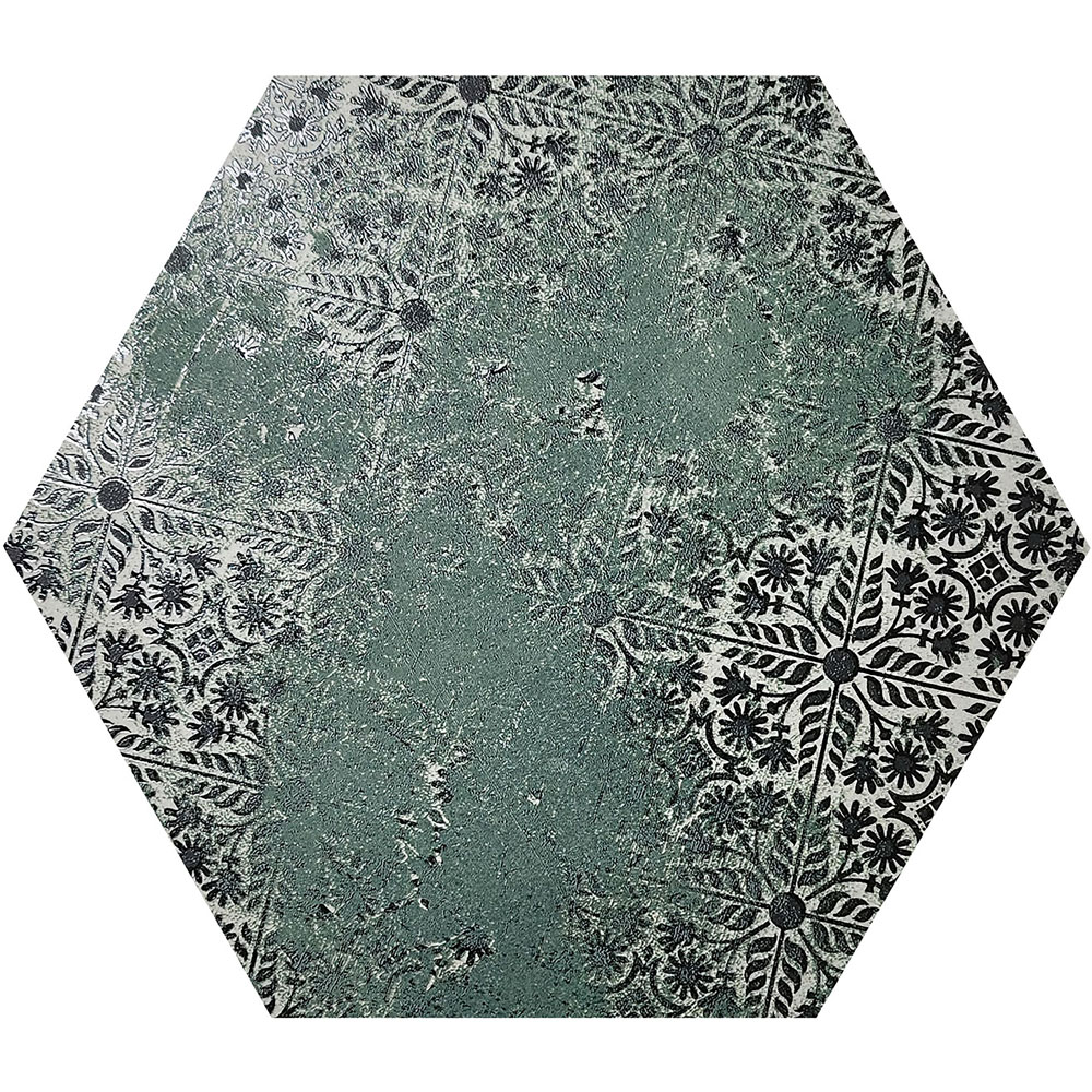 Top Ceramics Patterned Green Hexagon Porcelain Wall Tile 215 x 250mm Image 2
