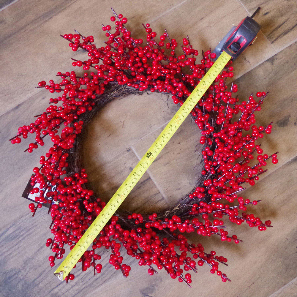 Botanik Floristry Artificial Christmas Wreath with Red Berry 60cm Image 2