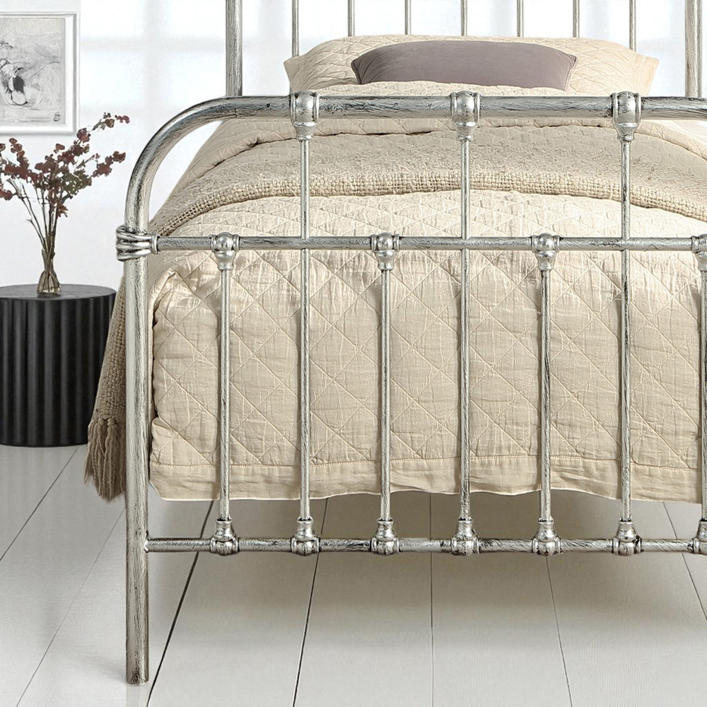 OAT Home Camden Single Distressed Silver Metal Bed Image 5