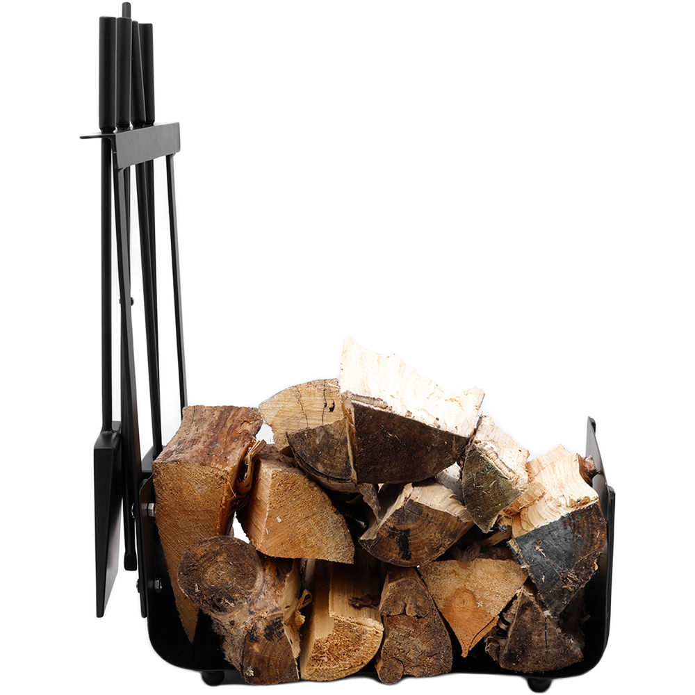 Charles Bentley Stanton Black Log Holder and Tool Set Image 4