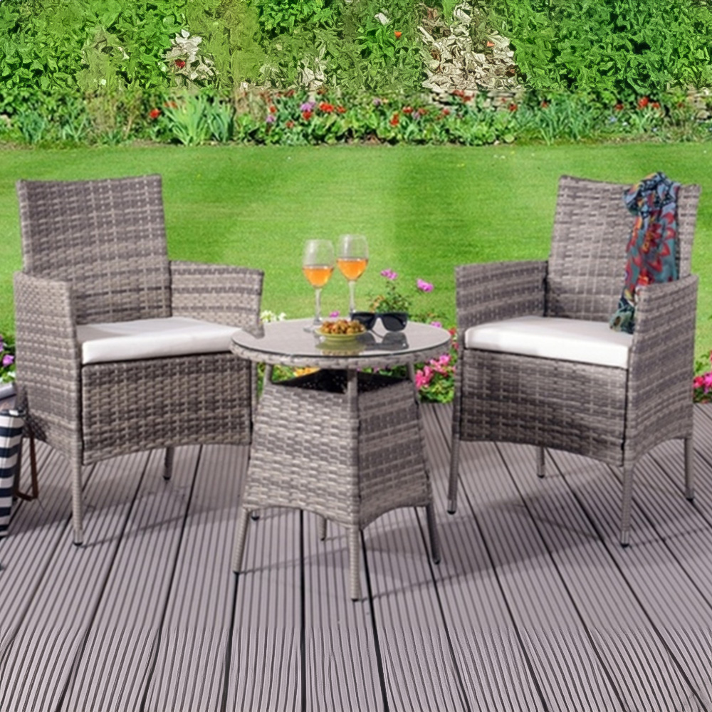 Brooklyn 2 Seater Rattan Bistro Set Grey Image