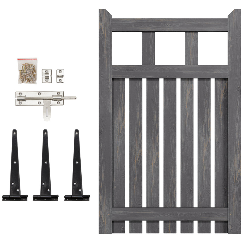Living and Home Grey Wooden Garden Fence Door 76 x 120cm Image 3