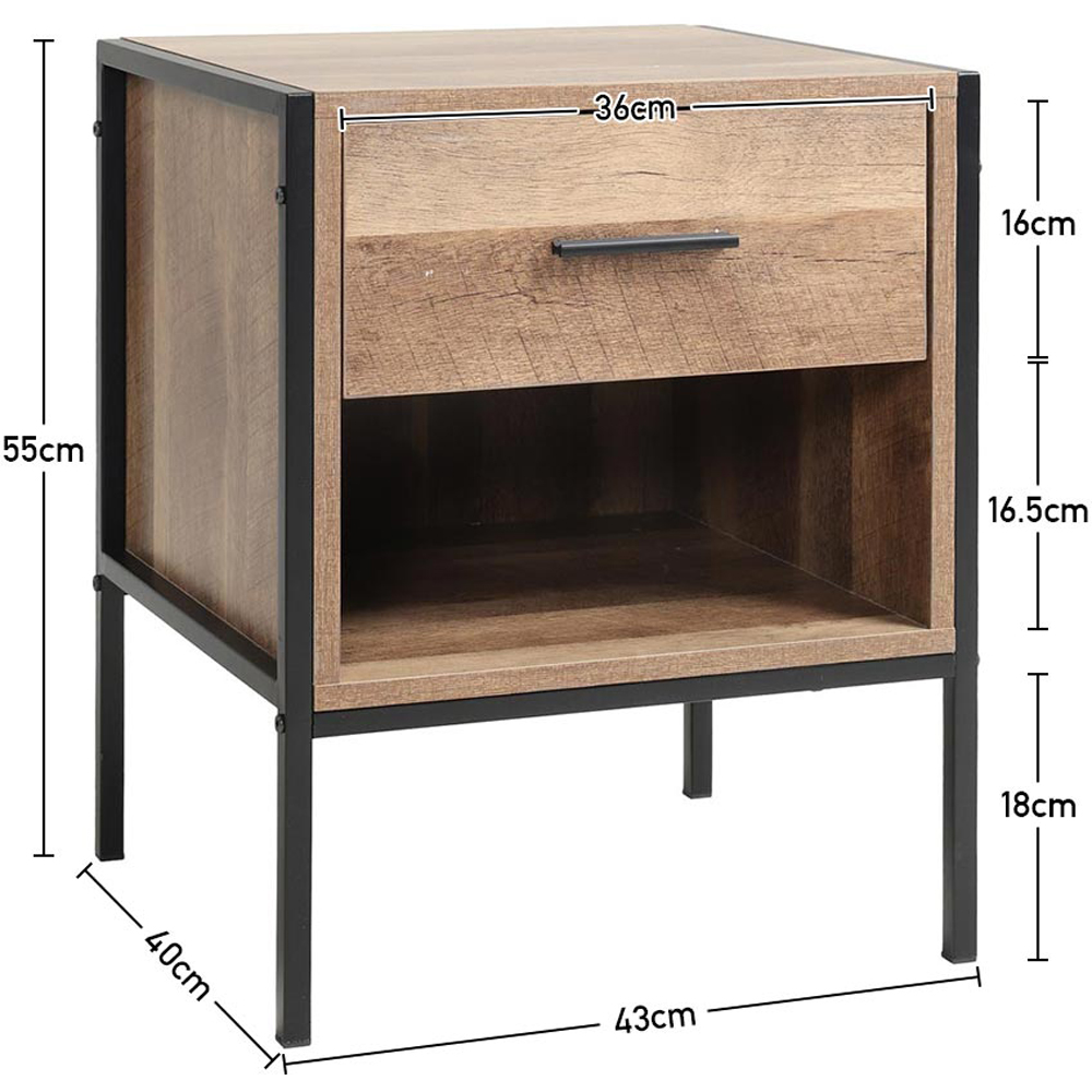 Living and Home Single Drawer Single Shelf Wooden Side Table Image 9