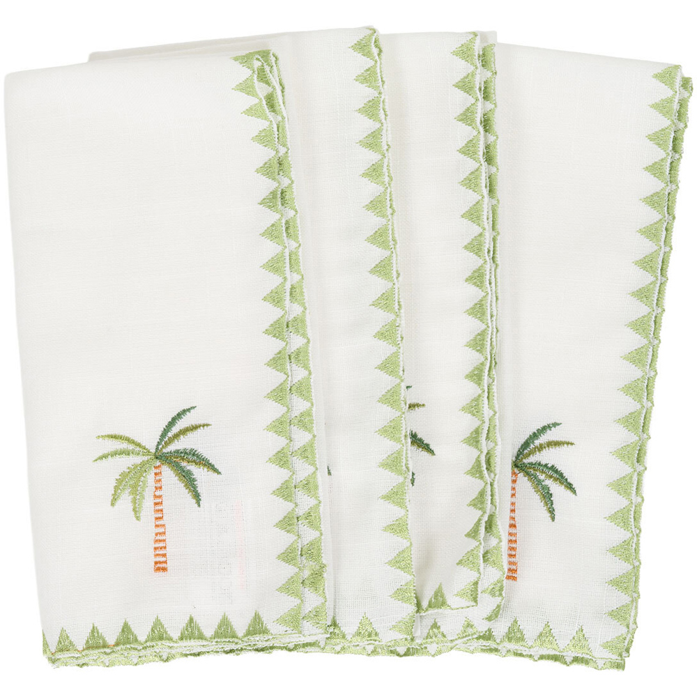 Pack of 4 Casablanca Embroidered Palm Tree Napkins White Image 2
