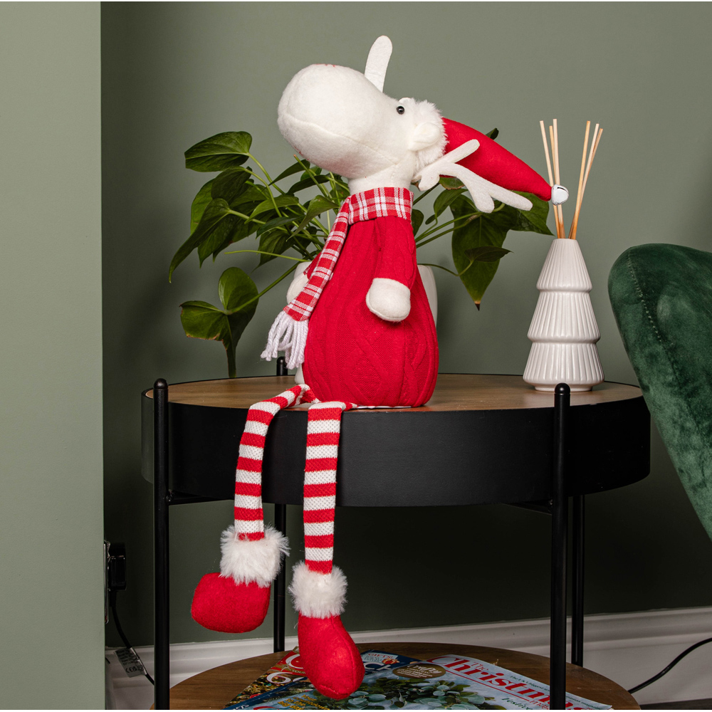 Samuel Alexander Red and White Dangly Legs Reindeer LED Christmas Decoration 54cm Image 2