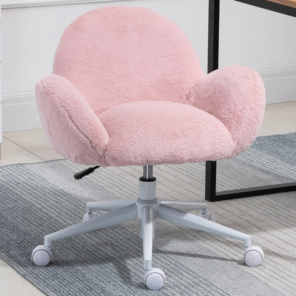 Portland Pink Fluffy Leisure Swivel Office Chair Image 1
