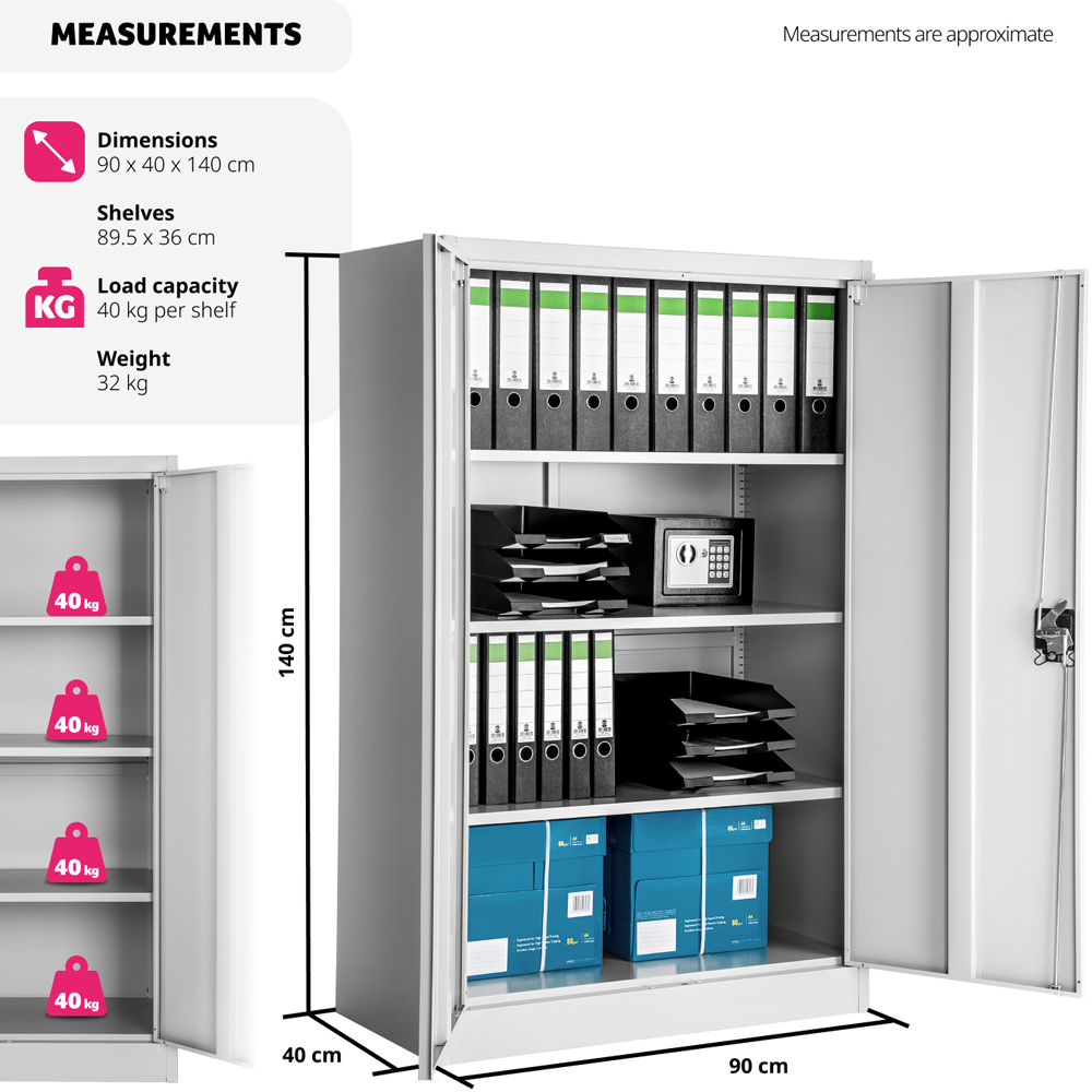 tectake 4 Shelf Grey Lockable File Cabinet Image 9