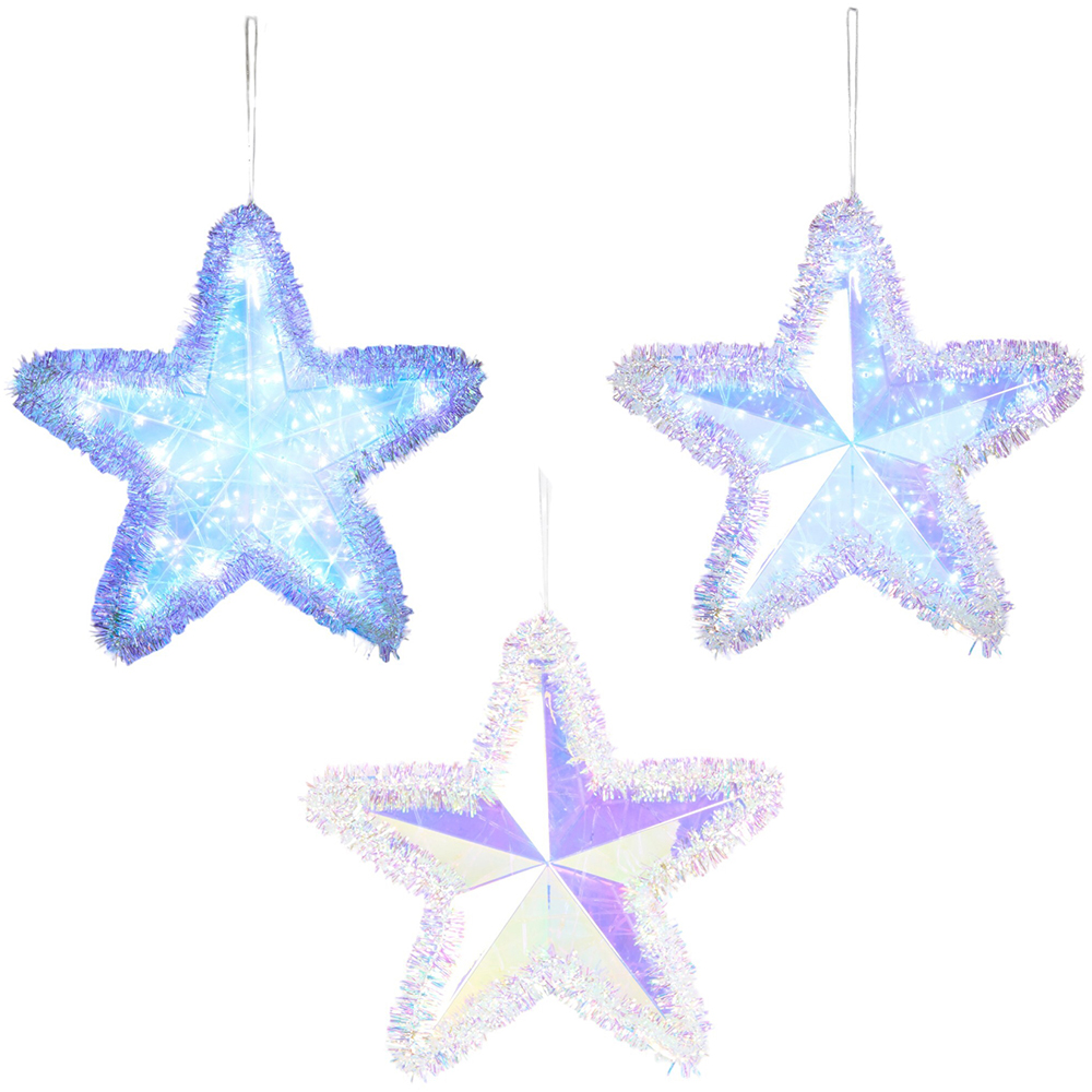 Iridescent Tinsel Star - White Image 1