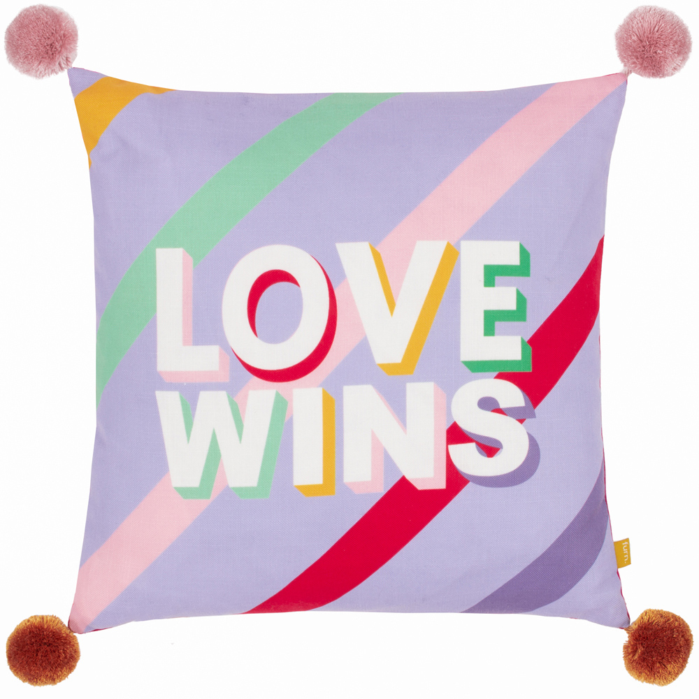 furn. Lilac Love Wins Pom Pom Cushion Image 1