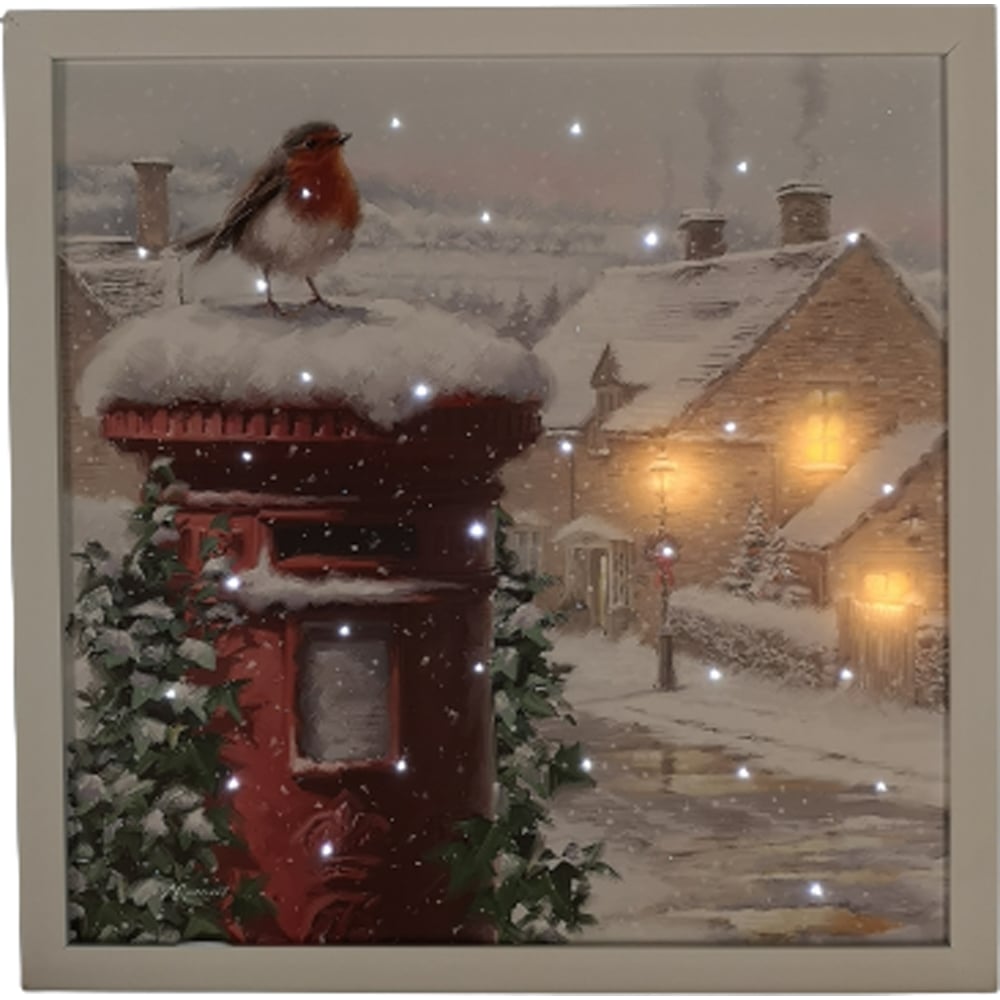 Samuel Alexander Robin and Postbox Christmas Light Up Wall Art 40 x 40cm Image 3