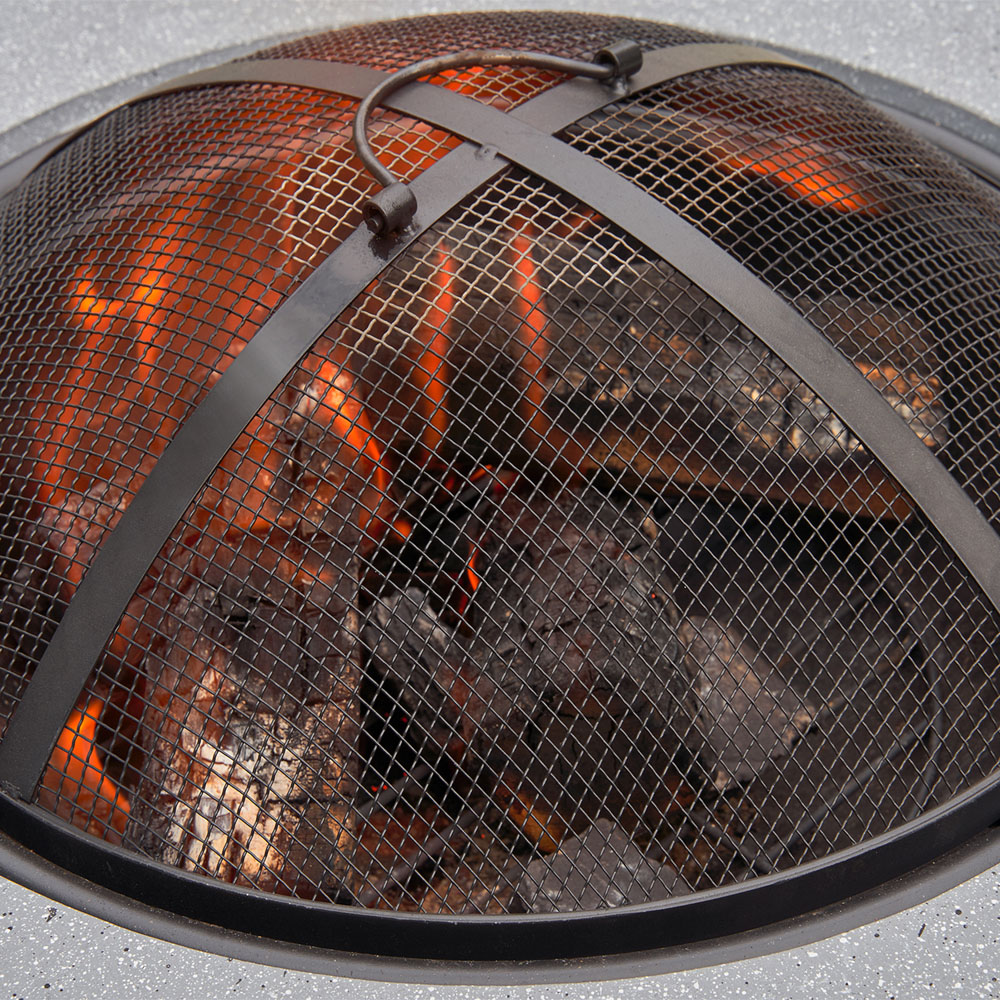 Field & Flame Dahlia Concrete Grey Wood Burning BBQ Fire Pit Image 6