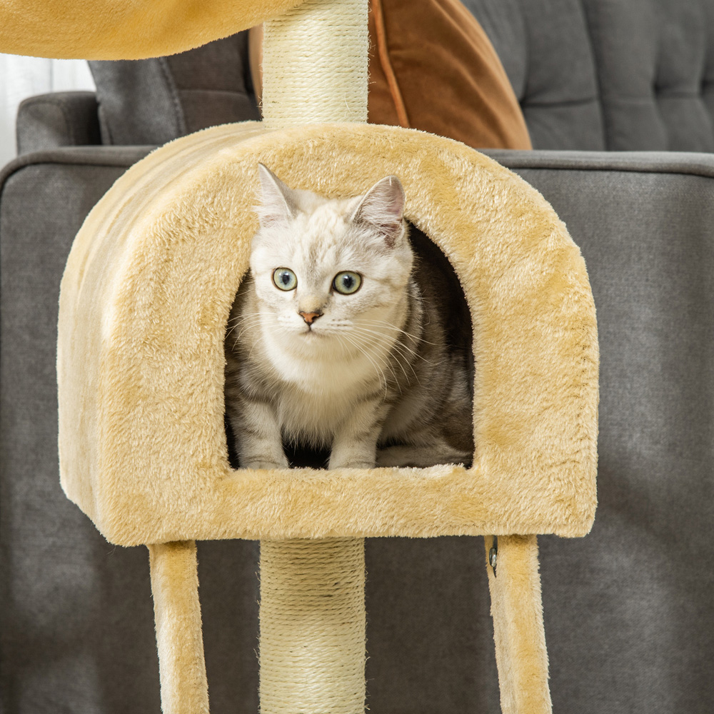 PawHut 98cm Beige Cat Activity Tree Image 7