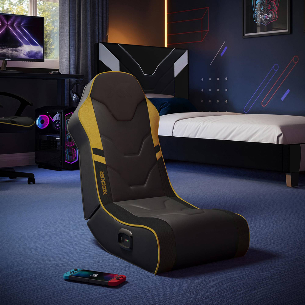X Rocker Shadow 2.0 Gold Floor Rocker Gaming Chair Image 3