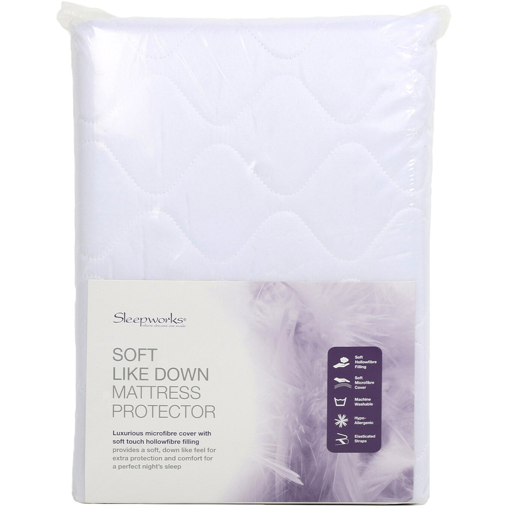 Sleepworks Soft Like Down Double White Microfibre Mattress Protector Image