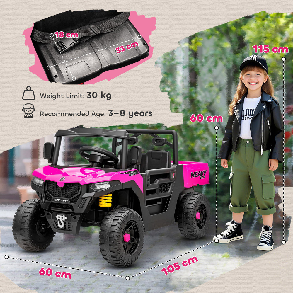 Tommy Toys AIYAPLAY Pink Kids Ride on Electric UTV Car 12V Image 9