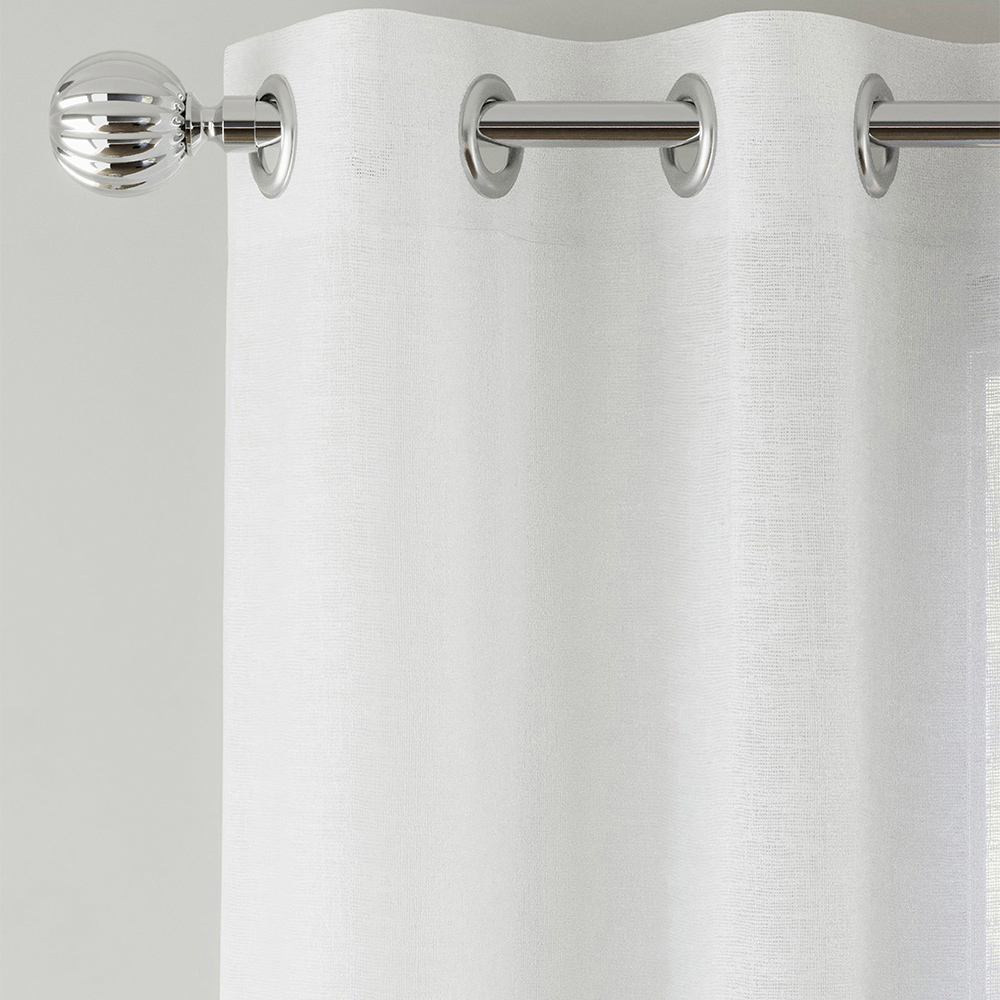 Tyrone Textiles Crete White Linen Look Eyelet Voile Panel Curtains 140 x 183cm Image 2