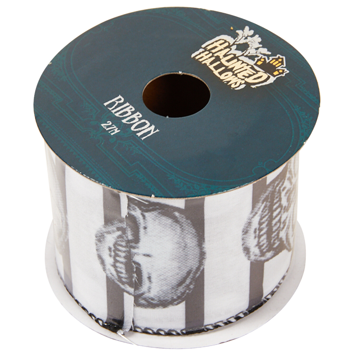 Halloween Skull Ribbon - White and Black Image 2