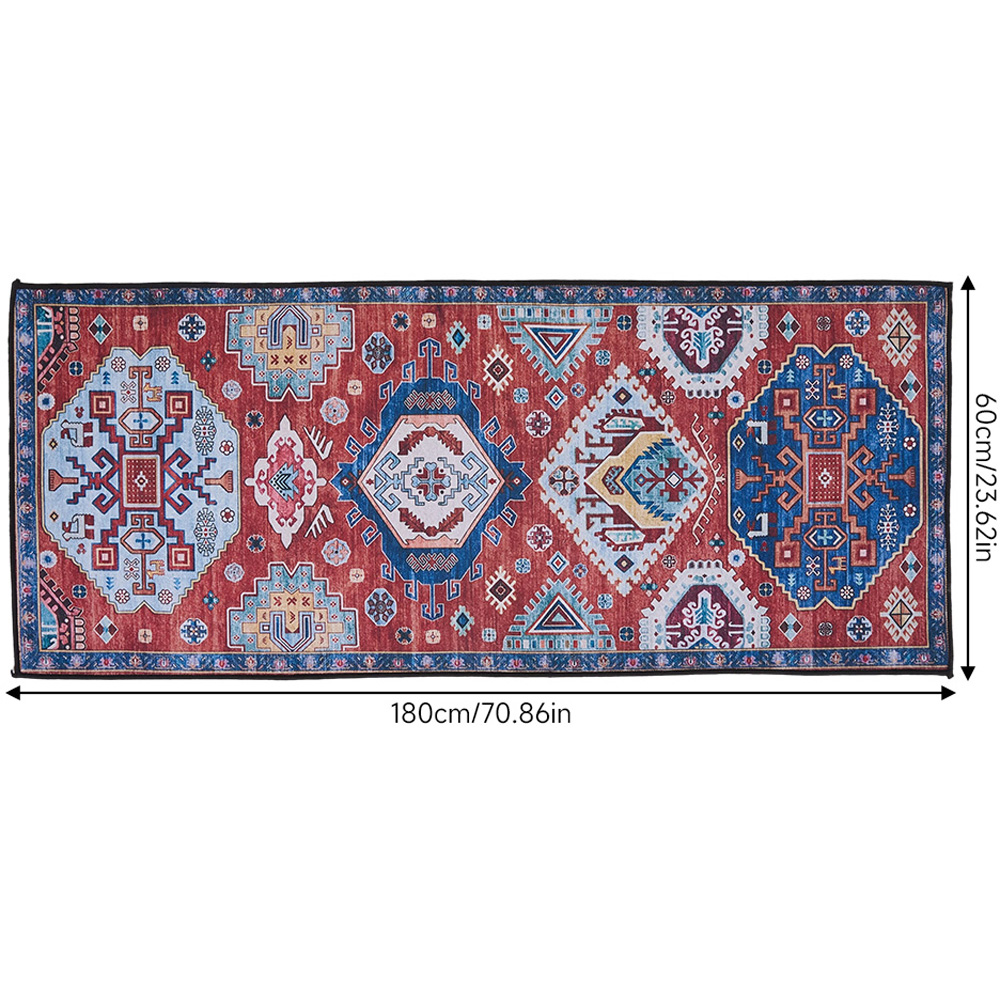 Living and Home Bohemian Red Eclectic Geometric Non-Slip Runner Rug 180 x 60cm Image 8