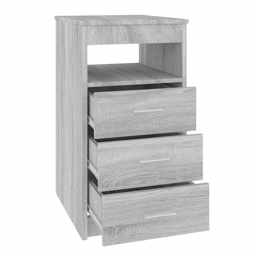 vidaXL 3 Drawer Single Shelf Grey Sonoma Storage Cabinet Image 5