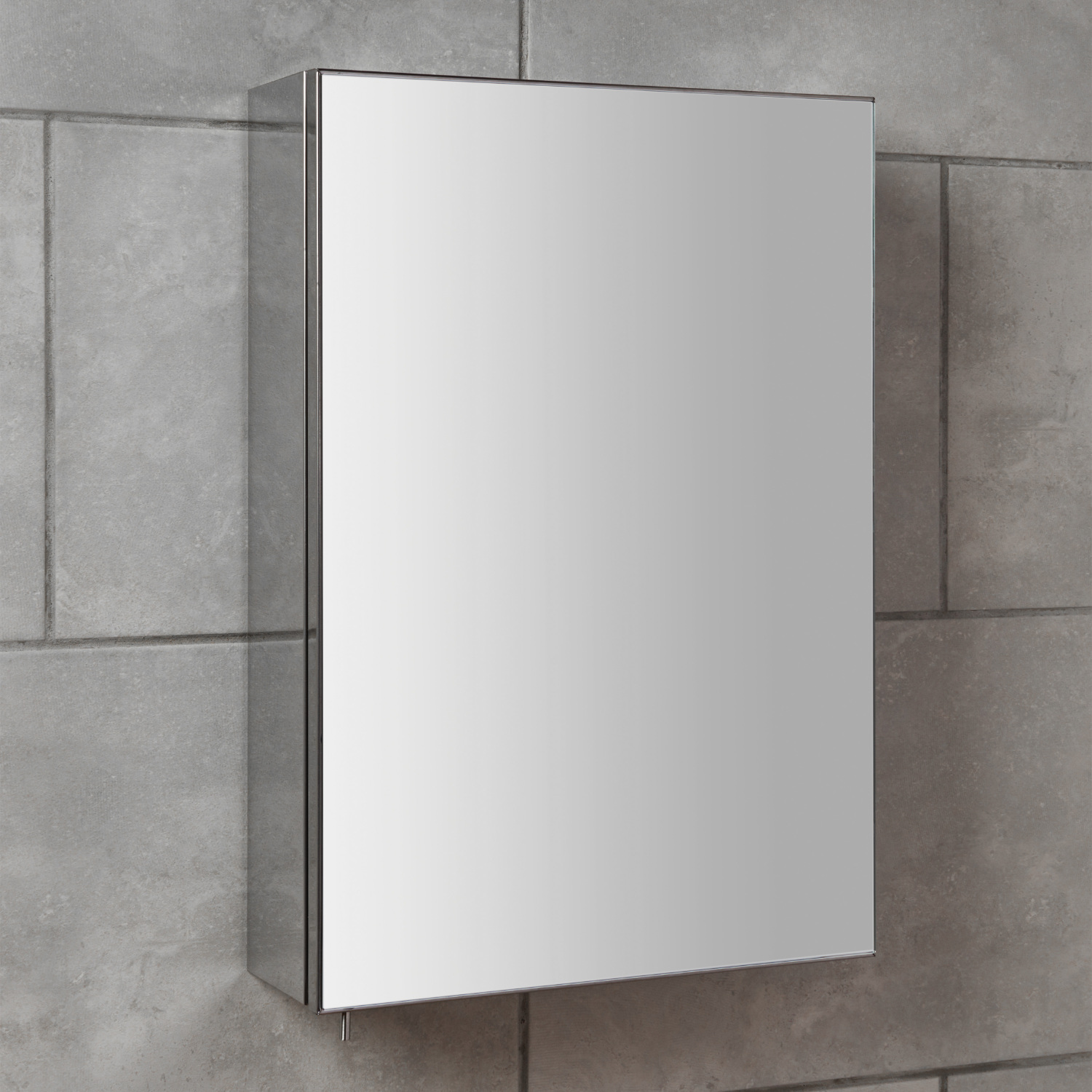 Kensington Silver Single Door Mirror Bathroom Cabinet Image 1