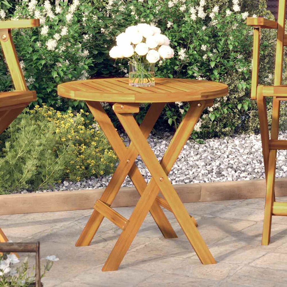 Walplus 2 Seater Natural Solid Acacia Wood Small Foldable Bistro Table Image 6