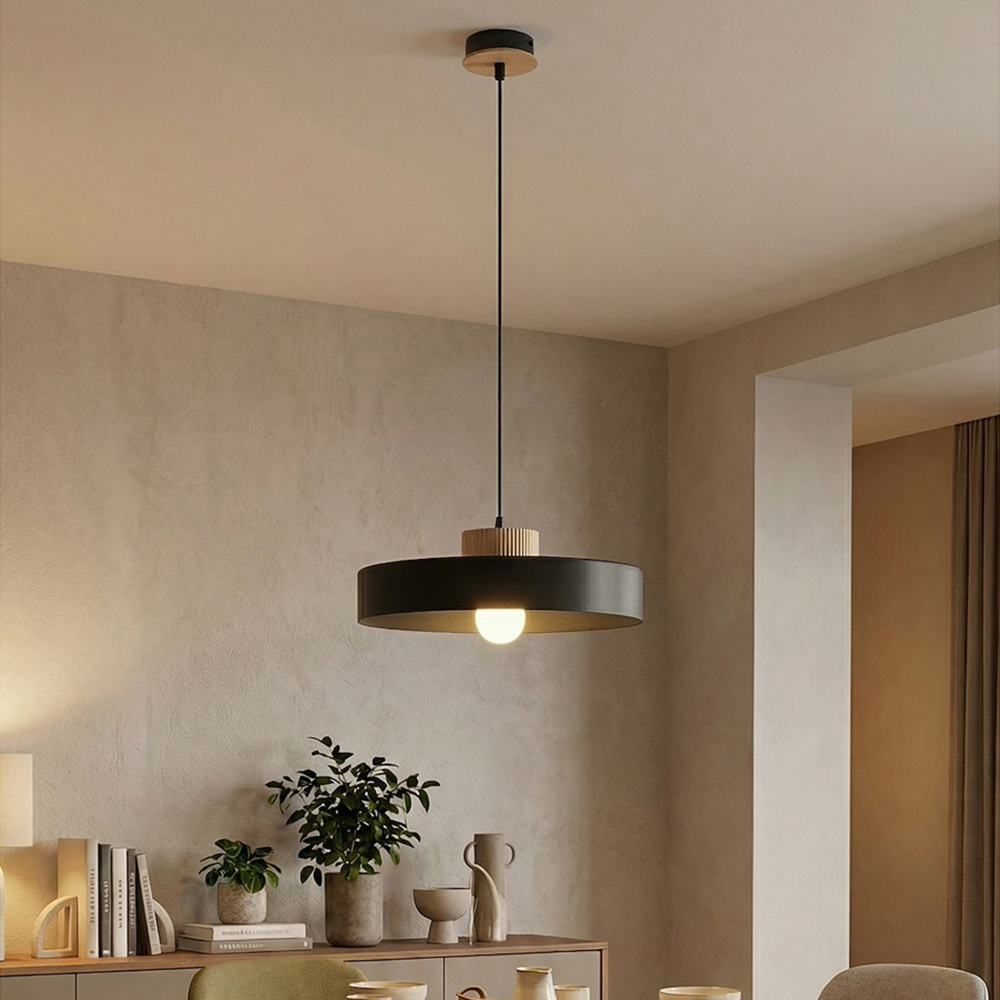 Emibig Kivi Layered Shade Black E27 Large Ceiling Pendant Light Image 2