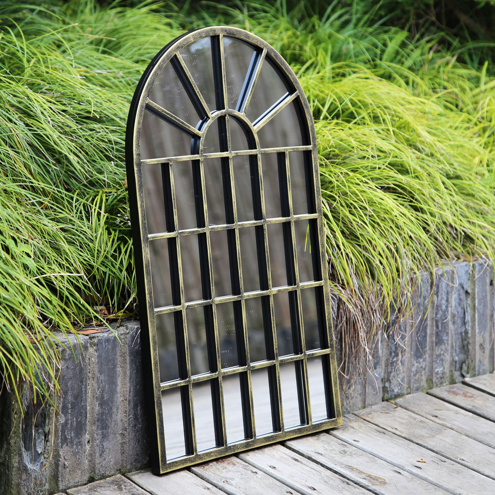 Home Garden Direct Black Gold Gothic Arch Large Mirror 77 x 49cm Image 2