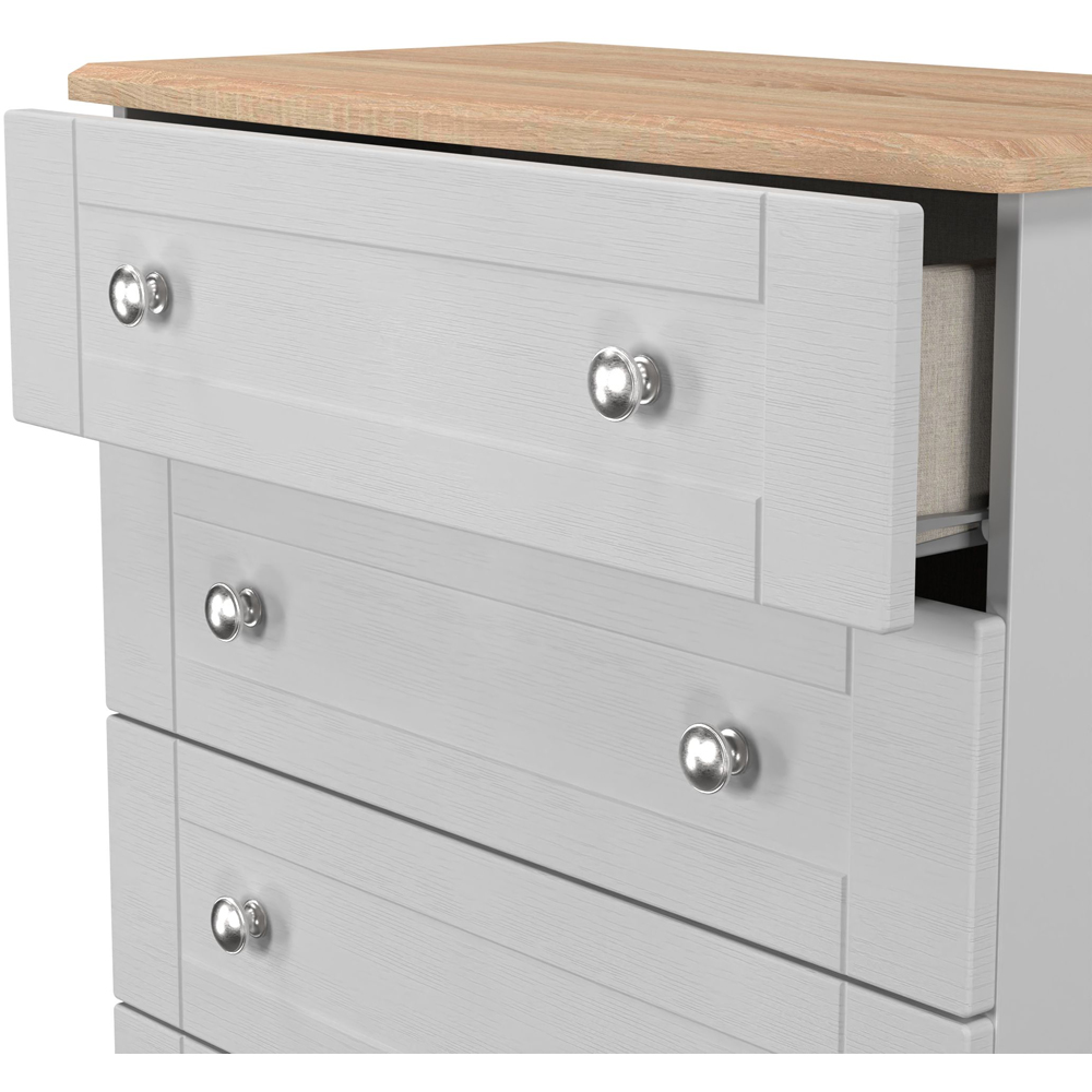 Crowndale Sussex 5 Drawer Grey Ash and Bardolino Oak Chest of Drawers Ready Assembled Image 6