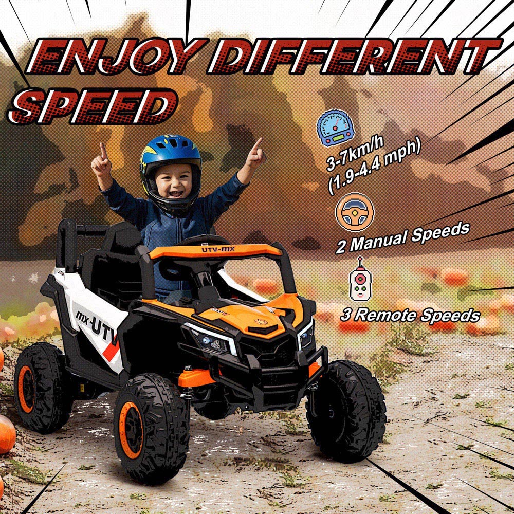 Tommy Toys Kids Orange Ride On Electric UTV Car with Remote and Safety Belt Image 5