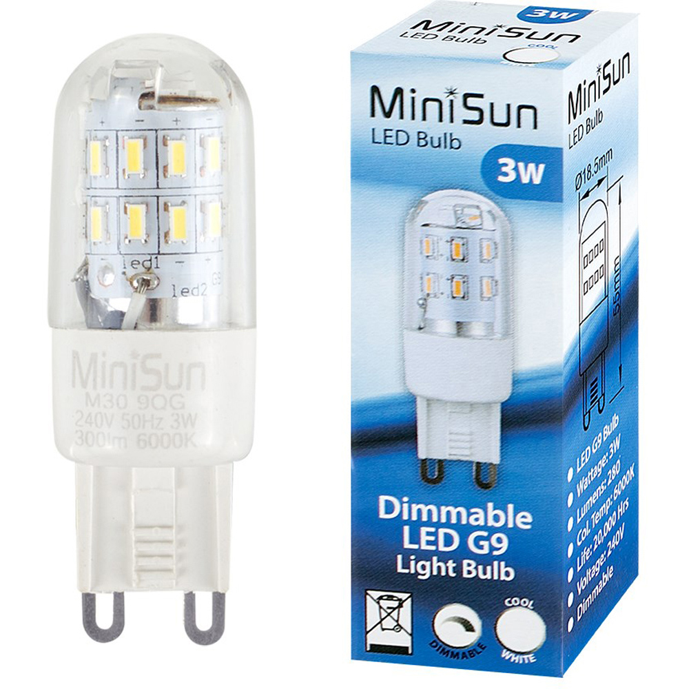 ValueLights 3W 6000K Cool White Dimmable LED G9 Light Bulb 10 Pack Image 2
