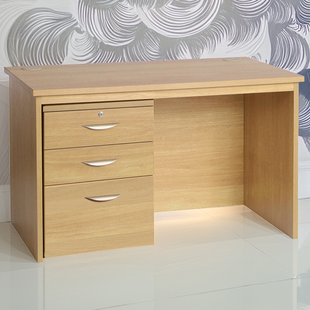 R White Cabinets 3 Drawer Home Office Desk with Hutch Brown Image 1