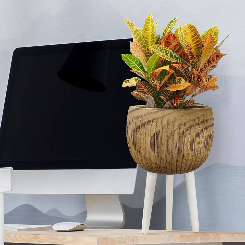 LECHUZA Hortico Ribbed Wooden Indoor Plant Pot 36 x 23cm 2 Pack Image 9