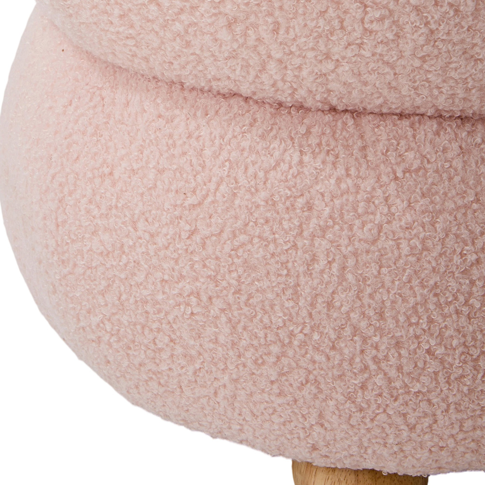 Living and Home Pink Teddy Fleece Double Layer Round Footstool Image 6