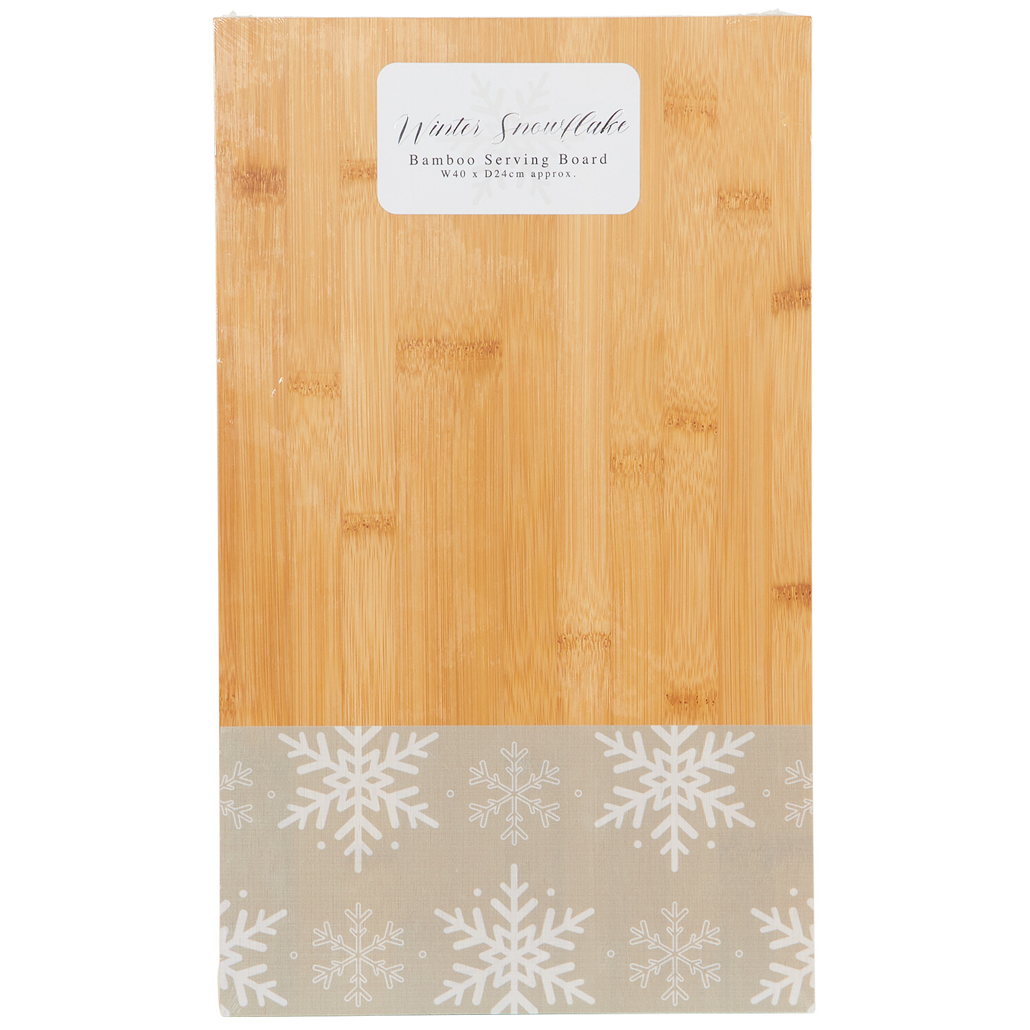 Winter Snowflake Bamboo Cutting Board - Natural Wood Image 1