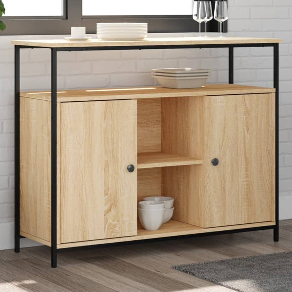 vidaXL 2 Door 3 Shelf Sonoma Oak Sideboard Image 1
