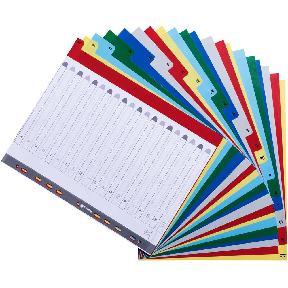 Exacompta A4 Maxi Bright Assorted Colour Polypropylene A-Z Divider with White Tabs 20 Pack Image 4