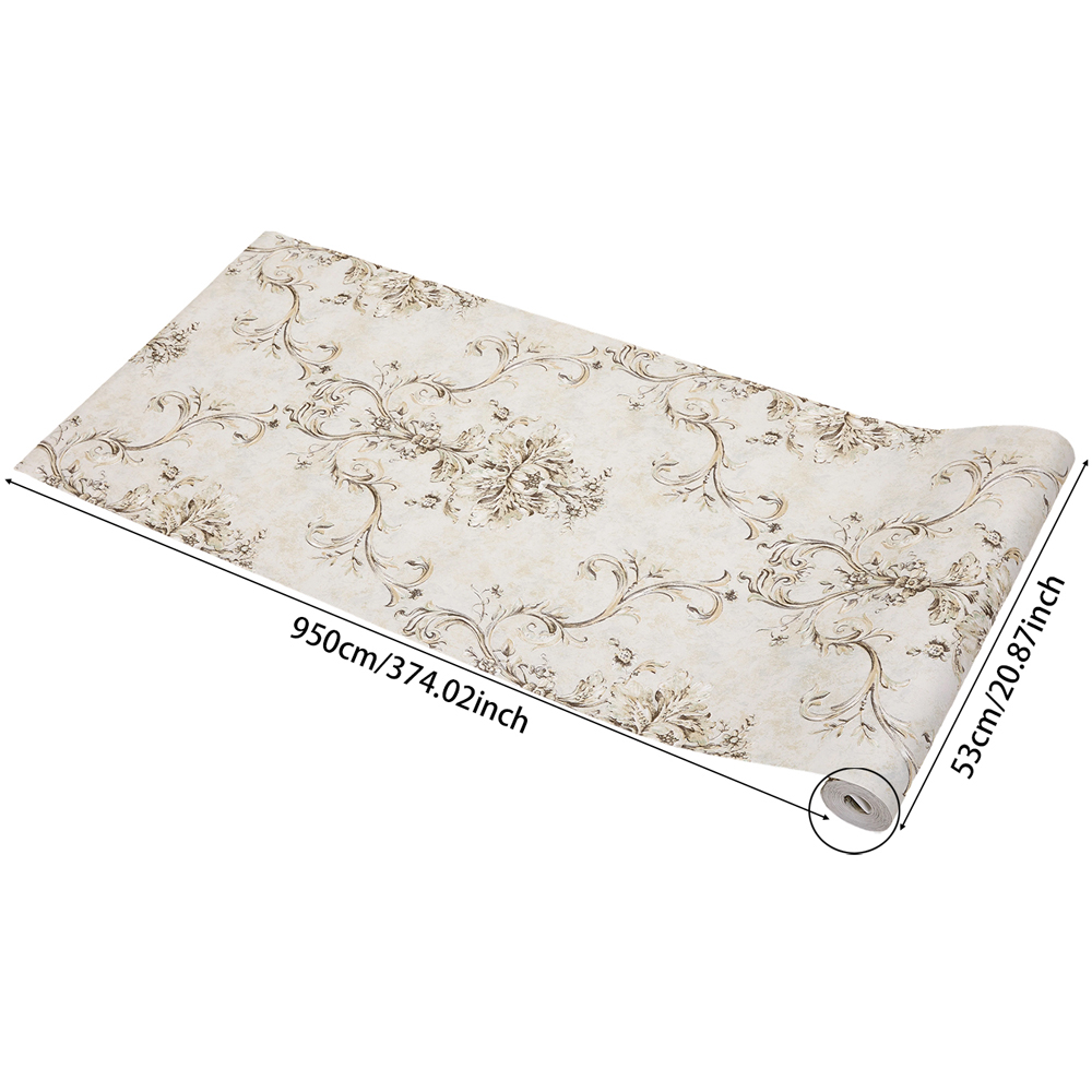 Living and Home Damask Pattern 3D Embossed Light Cream Non-Pasted Non-Woven Vintage Wallpaper Image 8