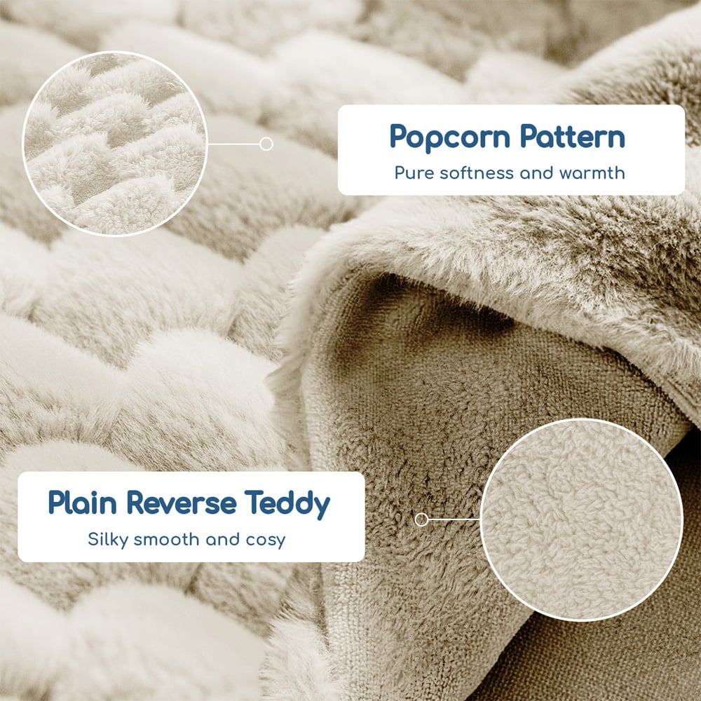 Velosso King Size Cream Chunky Popcorn Fitted Sheet Image 4