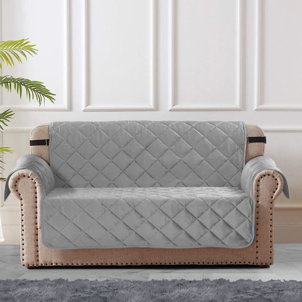 Homerepublic Luna 2 Seater Silver Matte Velvet Water-Repellent Sofa Protector Image 3