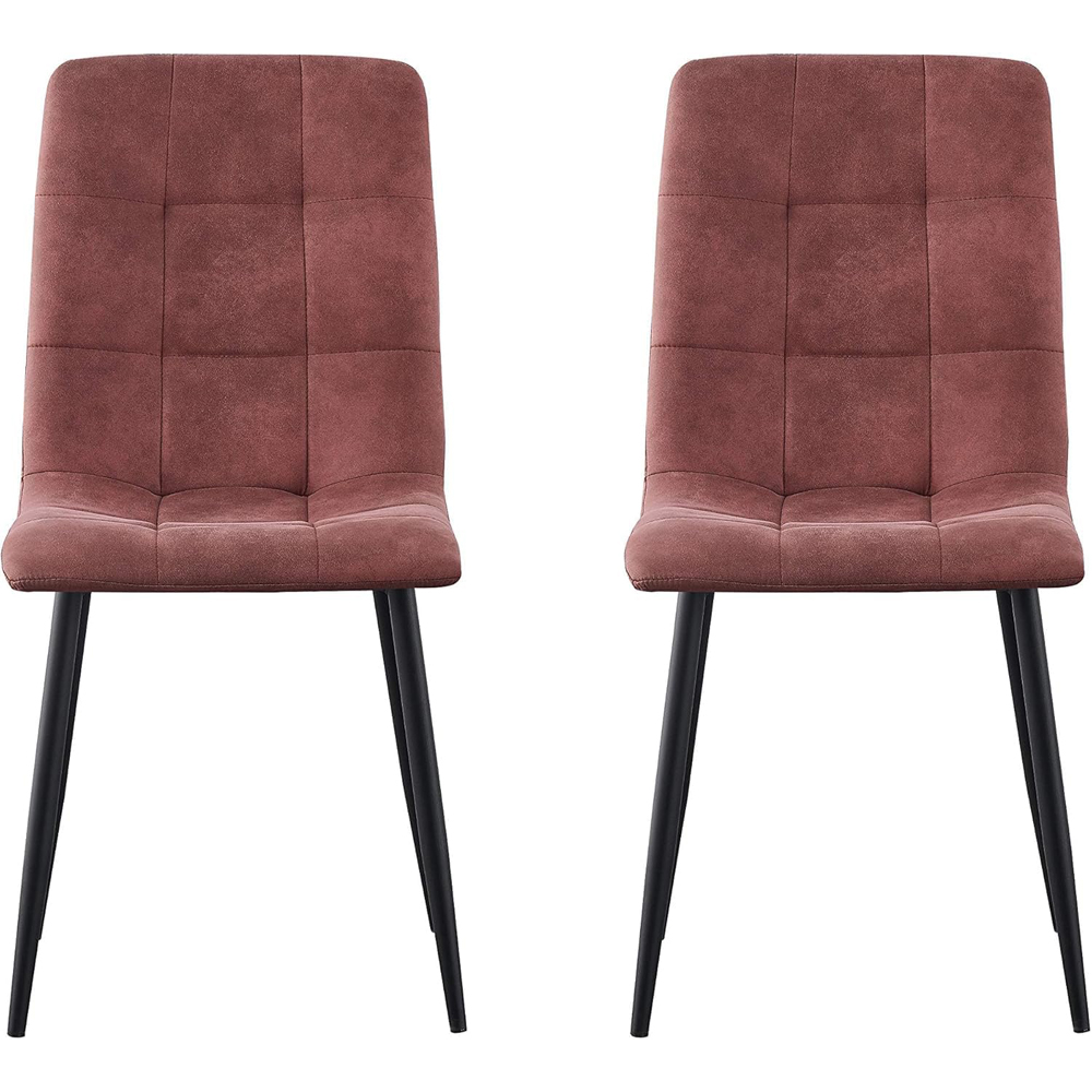 Henri Set of 2 Pink Faux Suede Leather Dining Chair Image 3