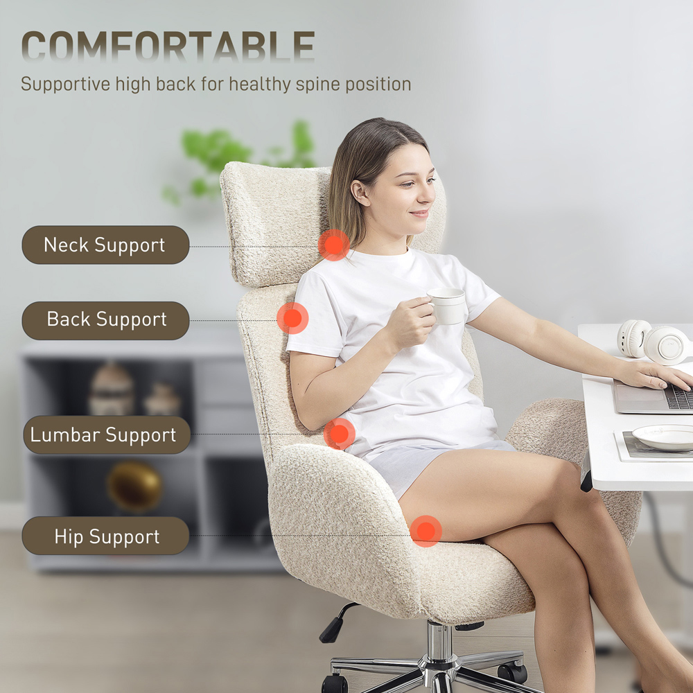 Portland Pale Grey Swivel Office Chair with Adjustable Headrest Image 4