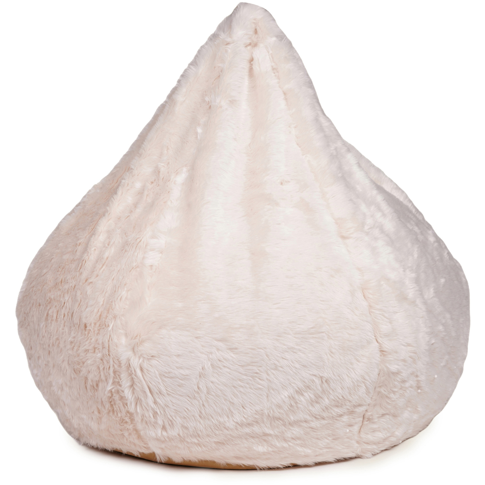 Kaikoo Areya Cream Faux Fur XL Drum Footstool Image 2