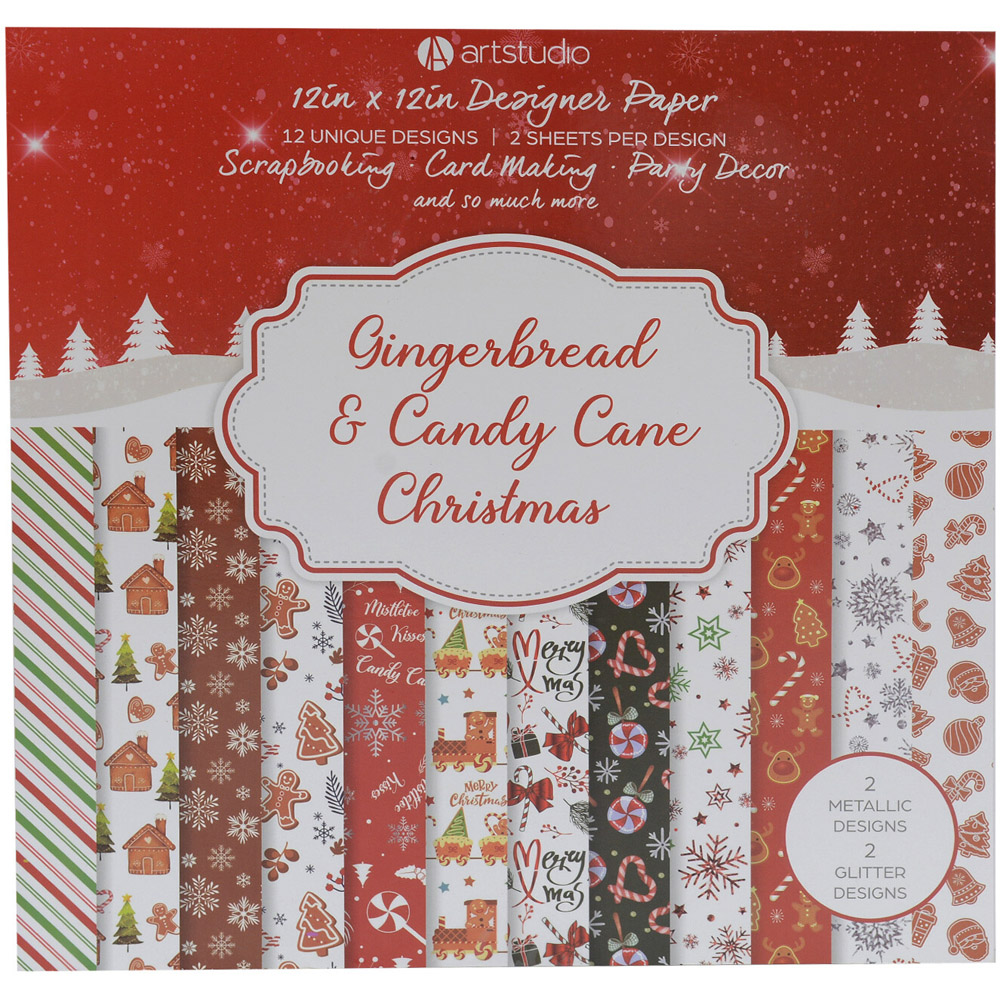 Art Studio Christmas Paper Pack - Gingerbread and Candycane Christmas Image