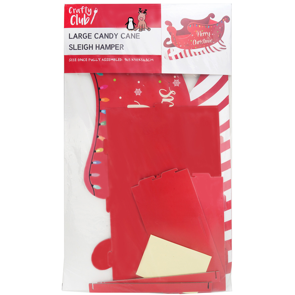 Large Candy Cane Sleigh Hamper Kit Red Image 8