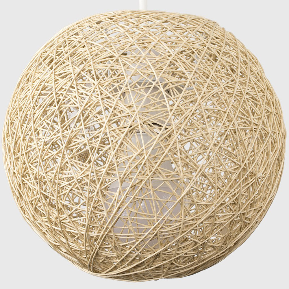 ValueLights Bjorn Cream Rattan Wicker Pendant Shade Small Image 3